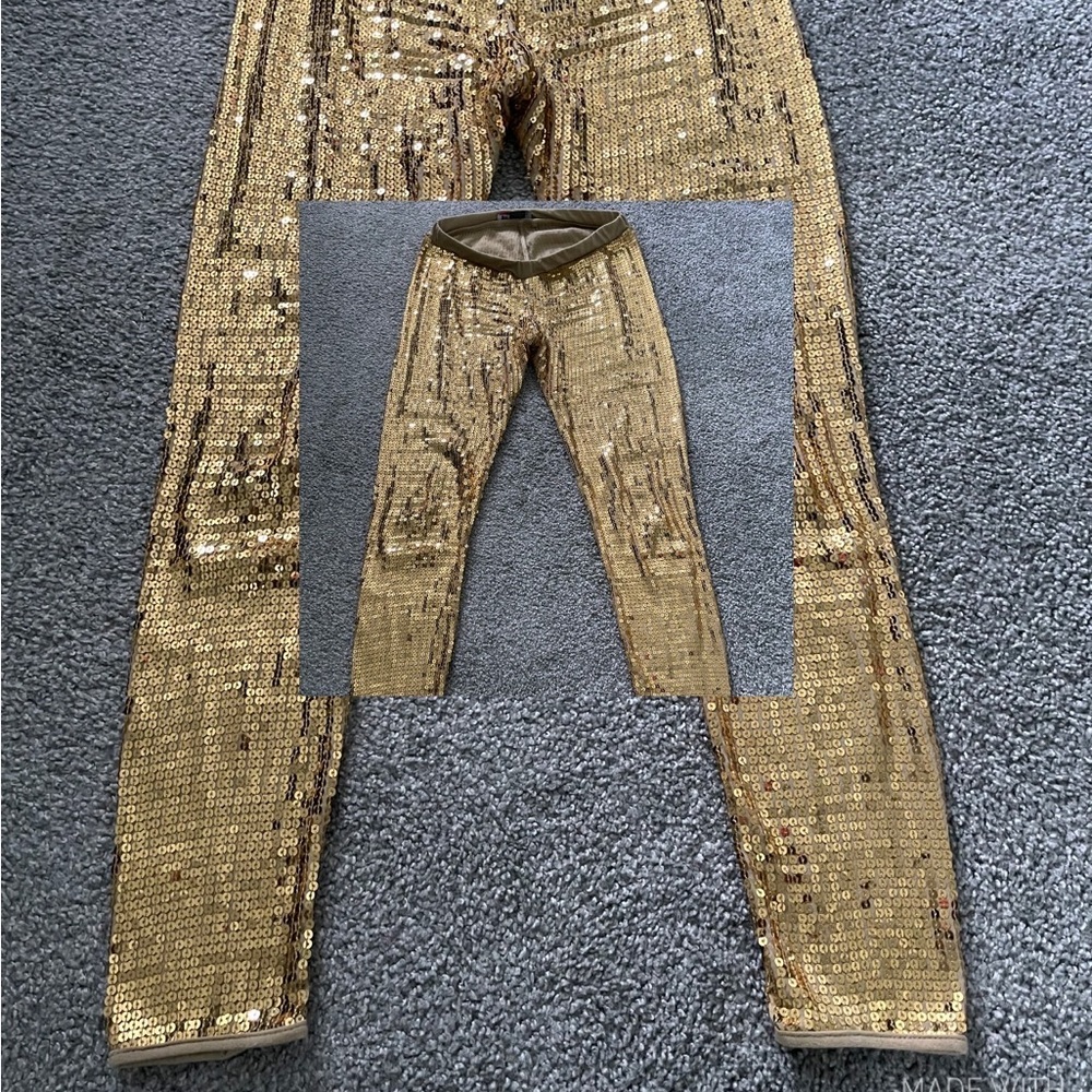 Gold Sequin Leggings - Picture 4 of 5